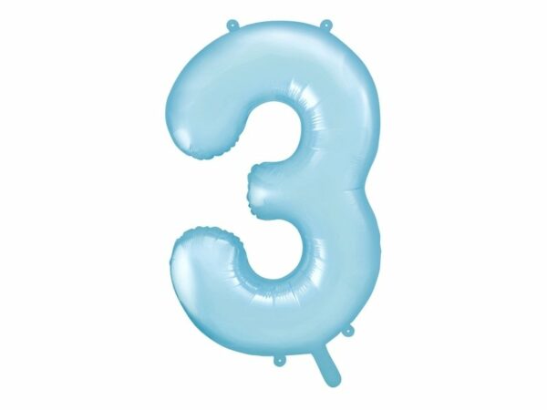 Globo de foil azul bebé metalizado. Números 1 - 2 - 3