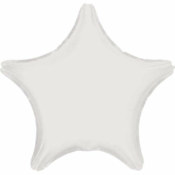 Globo metalizado estrella blanco sólido. 45 cms