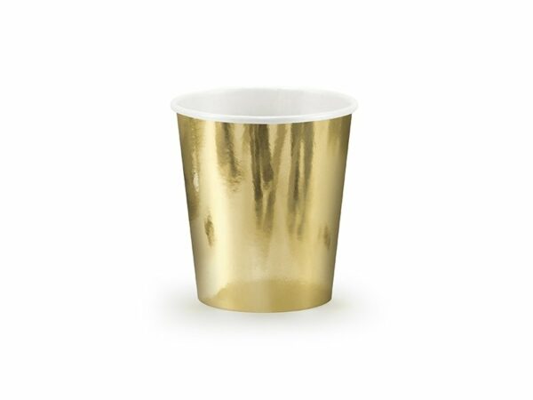 6 Vasos de papel, dorado metalizado