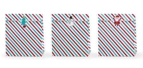 3 bolsas-sobres rayas navideñas, con pegatinas. 25 x 11 x 27 cm.