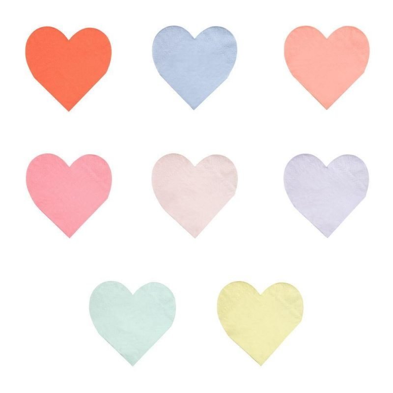 20 Servilletas de papel, corazón pastel. Pastel heart de Meri Meri