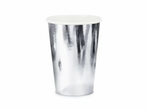 6 Vasos de papel, plata metalizada