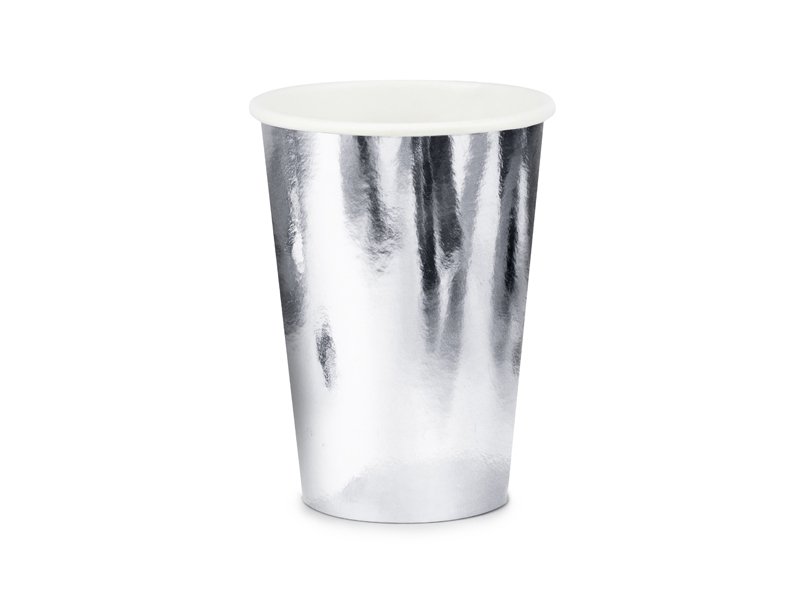 6 Vasos de papel, plata metalizada