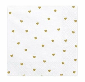 20 Servilletas de papel, Corazones dorados