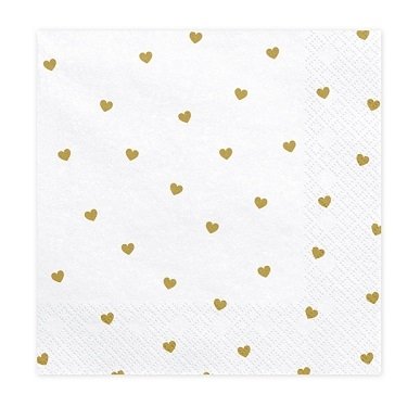 20 Servilletas de papel, Corazones dorados