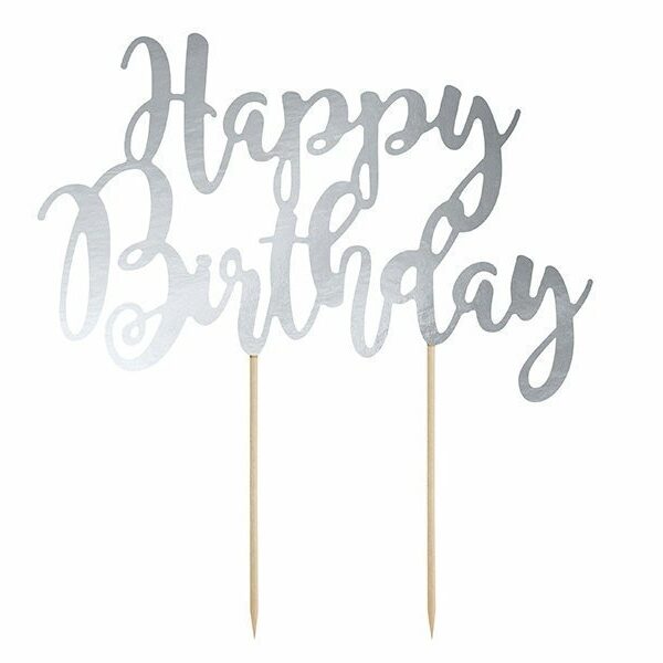 Topper Happy Birthday plata