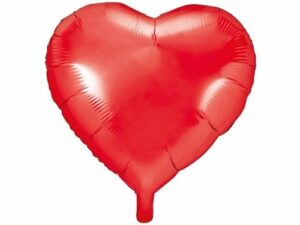 Globo corazón, rojo metalizado. 61 cms