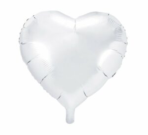 Globo corazón, Blanco metalizado. 45 cms