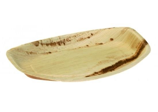 5 Bandejas ovaladas de madera/Hoja de Palma 35x25x2.5 cms