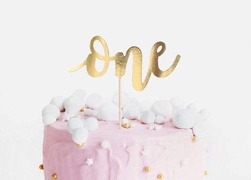Topper para tarta, One, dorado