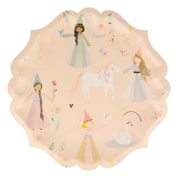 8 Platos de 23 cms, Fiesta de Princesas/Unicornio, de Meri Meri Party