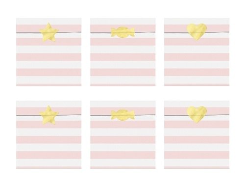 6 Sobres/bolsas de papel rayas Yummy Rosa con pegatinas