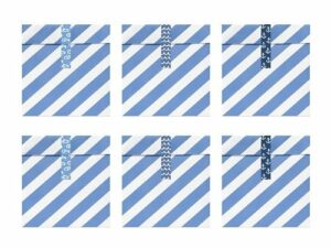 6 Sobres/bolsas de papel rayas Azules con pegatinas