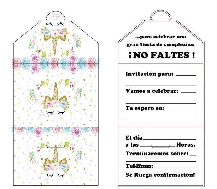 Unicornio Invitaciones de Cumpleaños para tu fiesta.