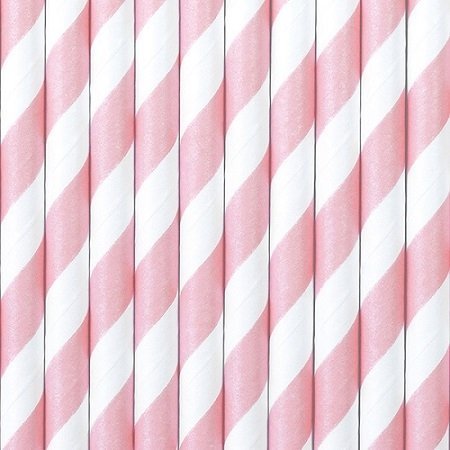 20 Pajitas de papel espiral rosa.
