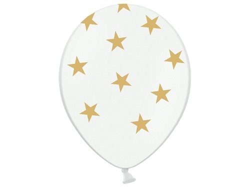 5 Globos Blancos impresos con estrellas doradas