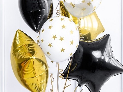 5 Globos Blancos impresos con estrellas doradas