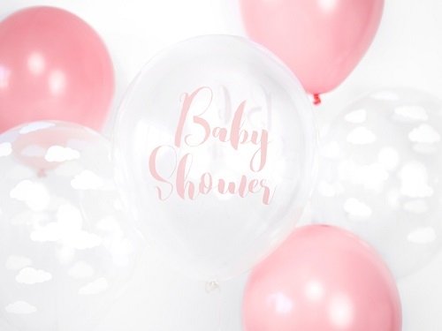 5 Globos transparente Baby Shower, rosa