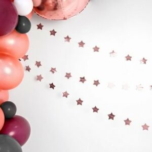 Guirnalda con estrellas oro rosa metalizadas