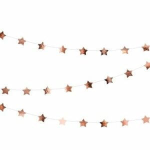 Guirnalda con estrellas oro rosa metalizadas