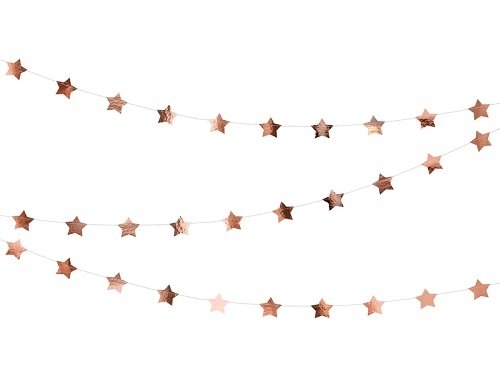 Guirnalda con estrellas oro rosa metalizadas