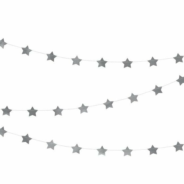 Guirnalda con estrellas plateadas metalizadas