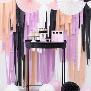 4 Rollos de cinta de papel crepé Negro