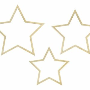 Estrellas de madera natural con glitter dorado Set de 3