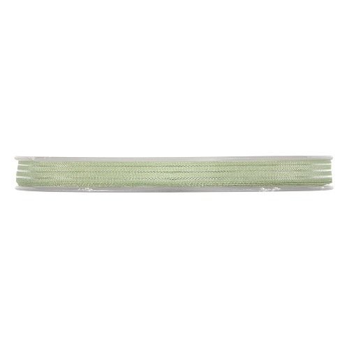 Cinta de regalo, organza rayada verde sage. 7mm x 25 m.