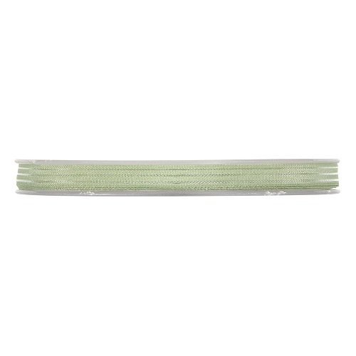 Cinta de regalo, organza rayada verde sage. 7mm x 25 m.