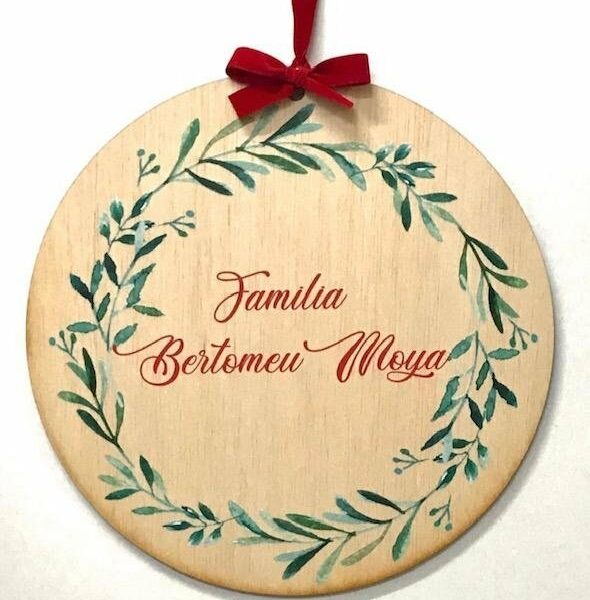 Bola grande de madera para Navidad, personalizada.