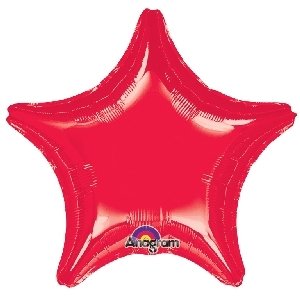 Globo estrella roja metalizada. 48 cms