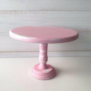 Cake Stand Shabby de madera lacada en rosa. 22 cms