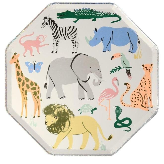 Plato-safari-selva-animales-fiesta-infantil-gramajeshop-valencia