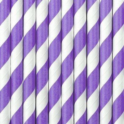 20 Pajitas de papel rayas moradas