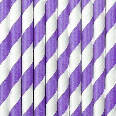 10 Pajitas de papel rayas moradas