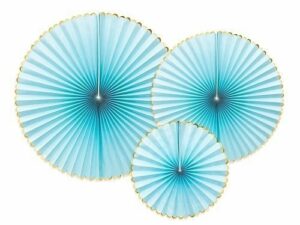 Abanico-papel-Azul claro-ribete-dorado-fiesta-gramajeshop-valencia
