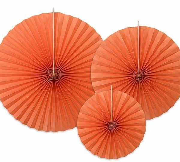 3 Abanicos de papel Naranja