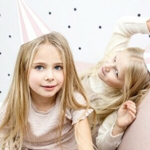 6 Gorritos de fiesta con rayas rosa