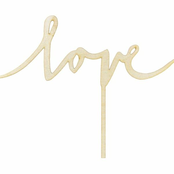 Topper Love, de madera natural