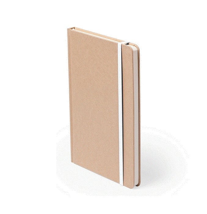 Libreta ecológica, kraft natural con gusanillo y goma