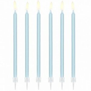 12 Velas altas azul claro. 14 cms