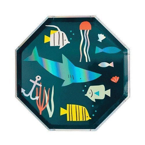 Plato-papel-bajo-el-mar-cumpleaños-infantiles-gramajeshop-valencia