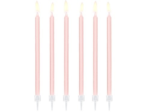 12 Velas altas, rosa. 14 cms