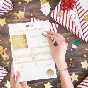 24 Adhesivos-pegatinas navideñas doradas