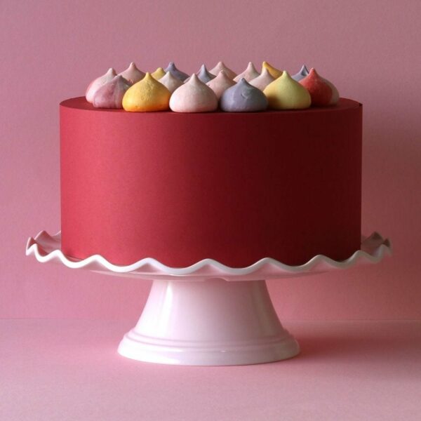 Cake Stand de melamina rosa con ondas para tartas y cupcakes
