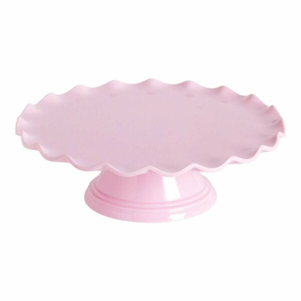 Cake Stand de melamina rosa con ondas para tartas y cupcakes