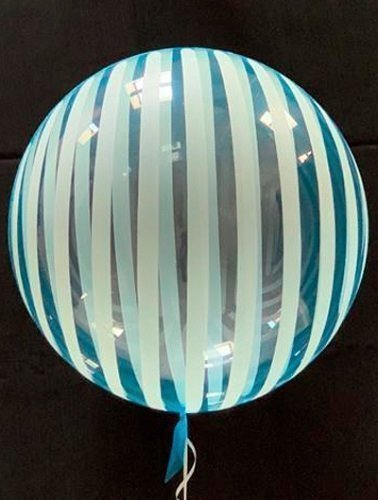 Globo burbuja rayas azul claro. 46 cms.