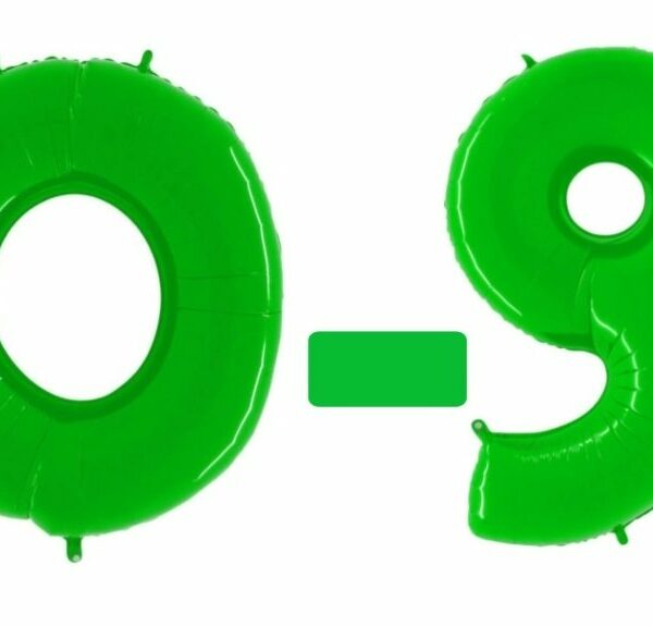 Globo número del 0 al 9, poliamida verde brillante. 102 cms