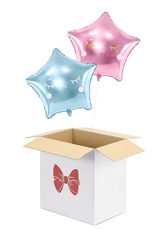 Caja de cartón decorada, para envío de globos. 66x40x60 cms
